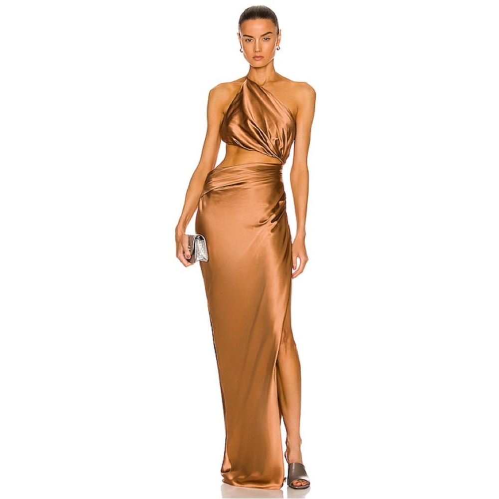 The SEI for FWRD One Shoulder Cut Out Gown formal dress